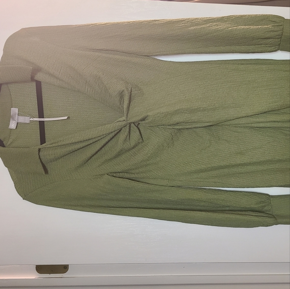 ASOS Maternity Olive Green Twisted Front Midi Dress - Picture 3 of 3